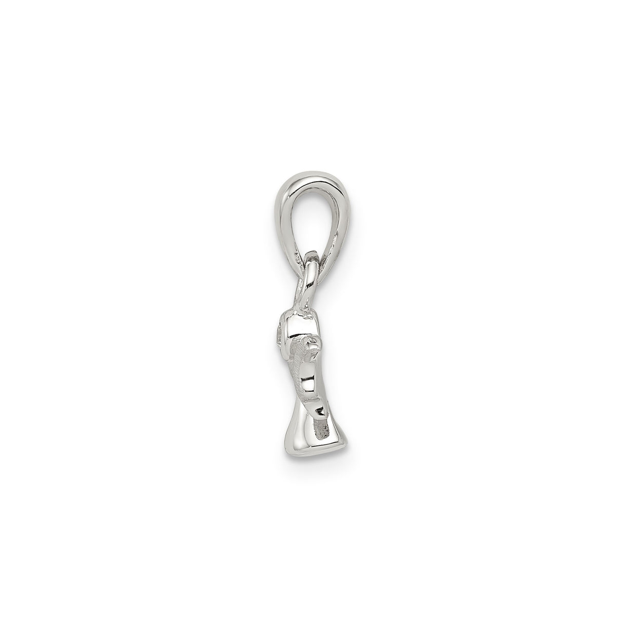 Sterling Silver Angel Pendant with Cubic Zirconia, Polished and Satin Finish, Christian Jewelry