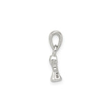 Sterling Silver Angel Pendant with Cubic Zirconia, Polished and Satin Finish, Christian Jewelry