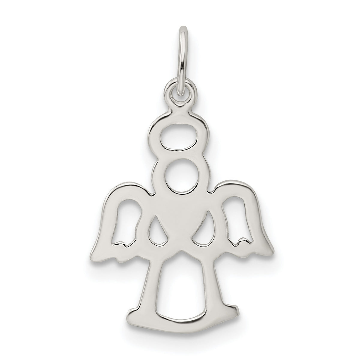 Polished Angel Heart Charm Pendant in Real 925 Sterling Silver