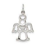 Polished Angel Heart Charm Pendant in Real 925 Sterling Silver