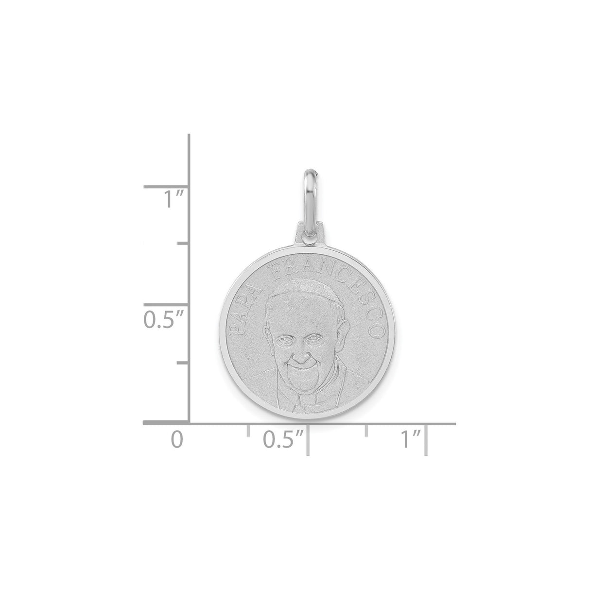 Matte Papa Francesco Medal Charm Pendant in Real 925 Sterling Silver