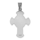 Sterling Silver Cross Pendant with Brushed and Antiqued Finish, Religious Design for Men and Women