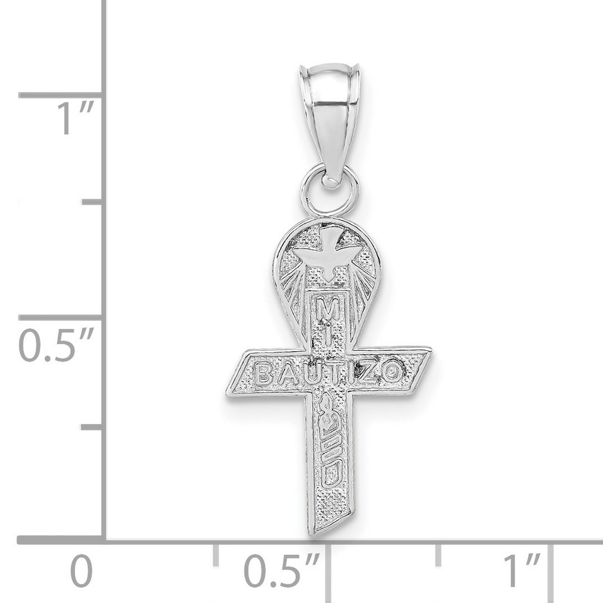 Mi Bautizo Words Mini Cross Charm Pendant in Real 925 Sterling Silver