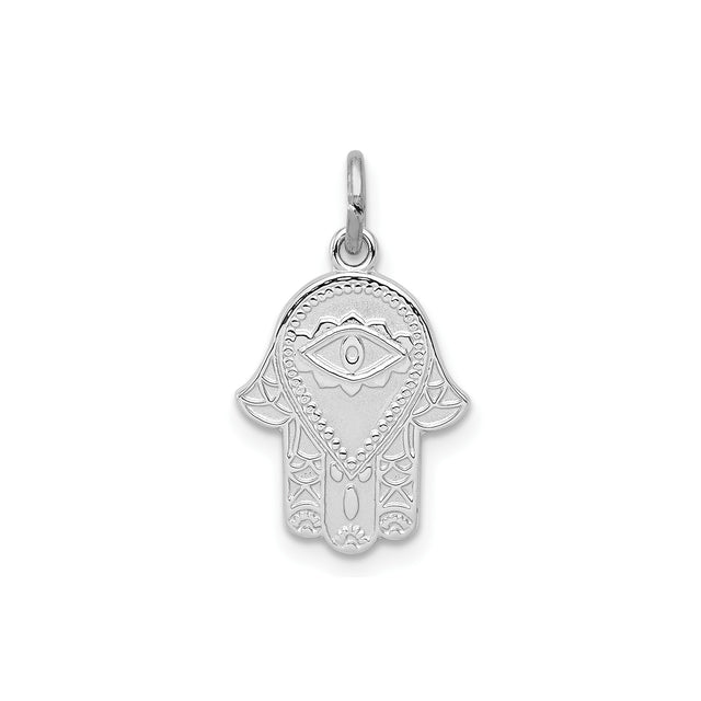 Sterling Silver Hamsa Hand Pendant with Eye of Providence, Evil Eye Amulet Charm