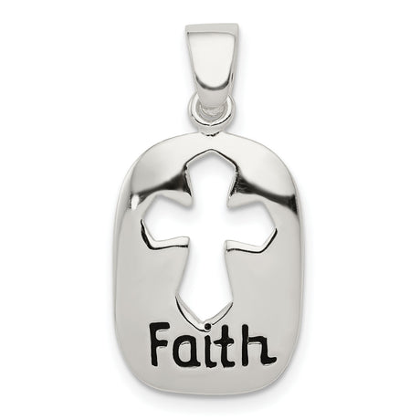 Polished Faith Charm Pendant in Real 925 Sterling Silver