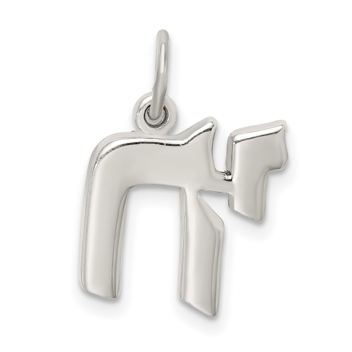 Polished Symbol Of Life Chai Charm Pendant in Real 925 Sterling Silver