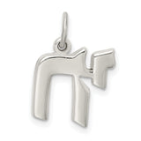 Polished Symbol Of Life Chai Charm Pendant in Real 925 Sterling Silver
