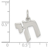 Polished Symbol Of Life Chai Charm Pendant in Real 925 Sterling Silver