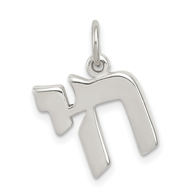 Polished Symbol Of Life Chai Charm Pendant in Real 925 Sterling Silver