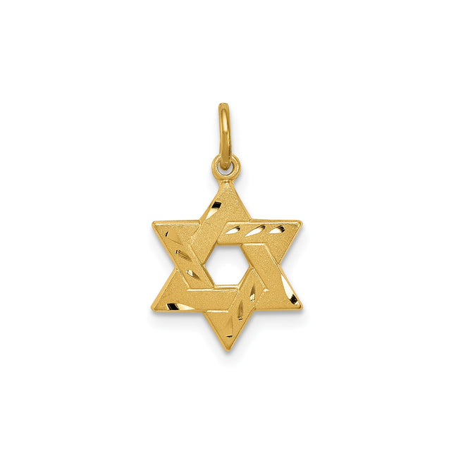 Sterling Silver Star of David Pendant with Textured and Polished Finish, Spiritual Jewish Charm