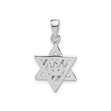 Sterling Silver Star of David Pendant with Chai Symbol, Jewish Religious Jewelry