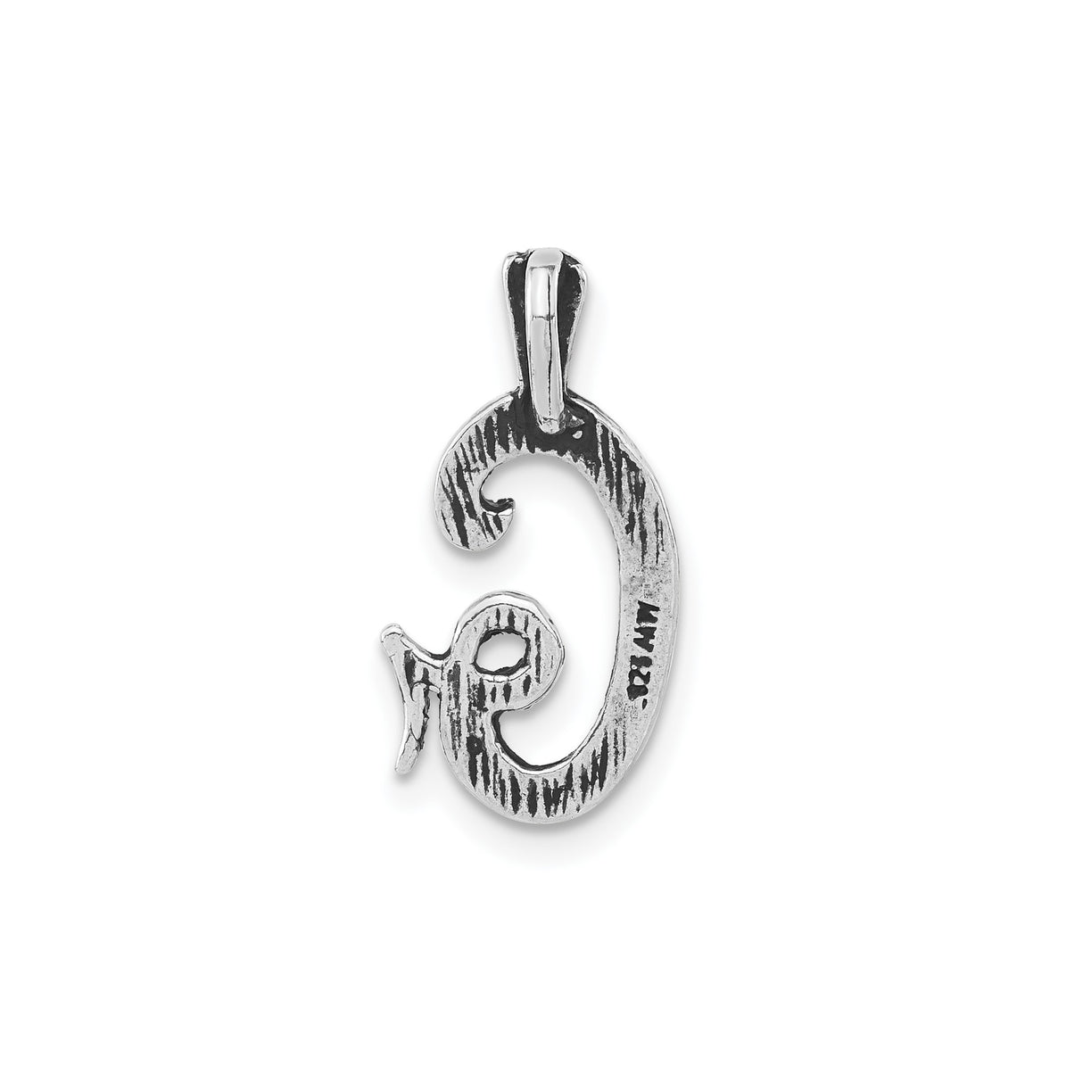 Sterling Silver Letter G Pendant with Textured Zebra Pattern, Stylized Alphabet Charm for Women or Unisex Wear