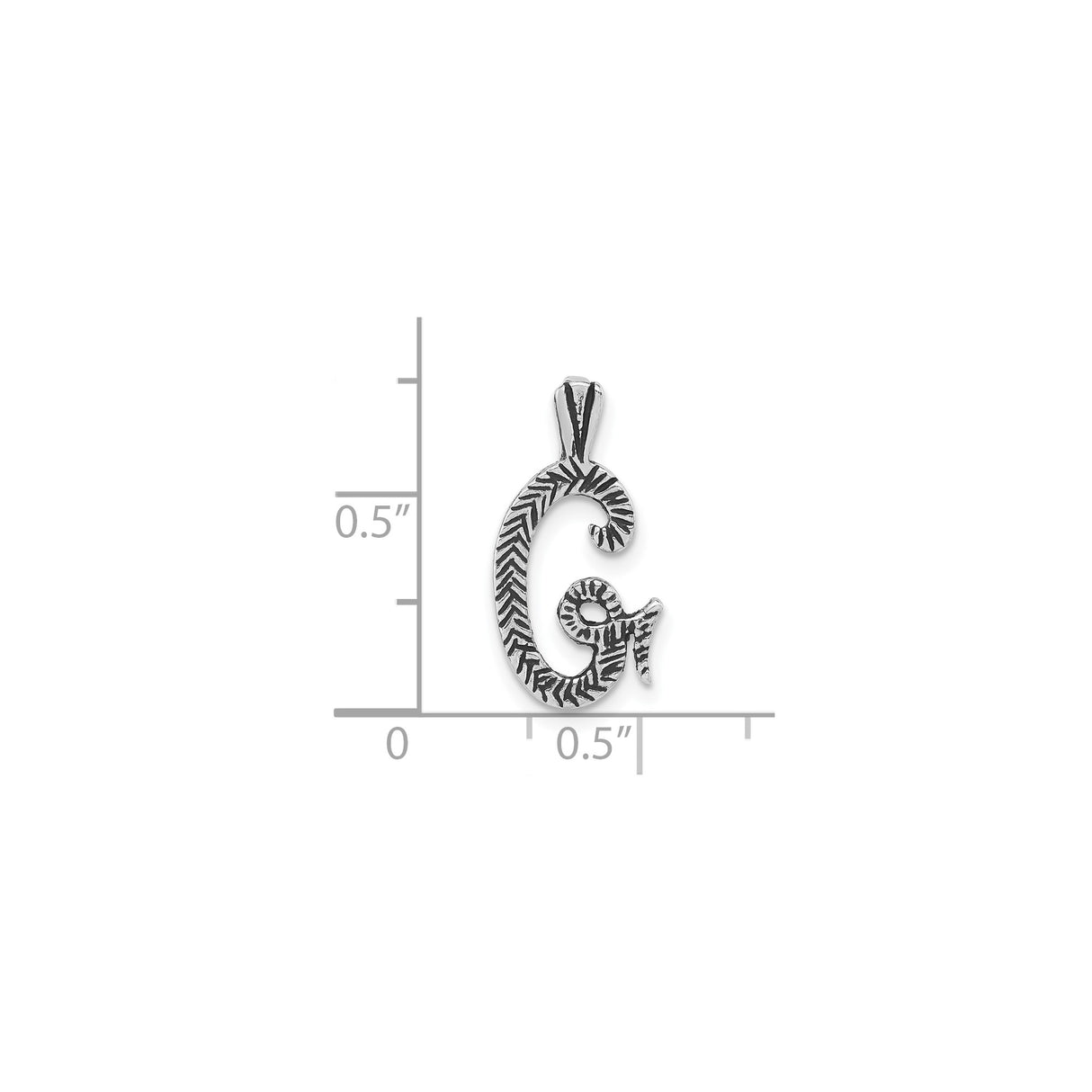 Sterling Silver Letter G Pendant with Textured Zebra Pattern, Stylized Alphabet Charm for Women or Unisex Wear