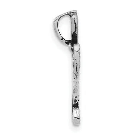 Antiqued and Textured Letter H Chain Slide Charm Pendant in Real 925 Sterling Silver