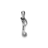 Sterling Silver Fish Hook Pendant with Tribal Engraving, Polynesian Talisman for Men