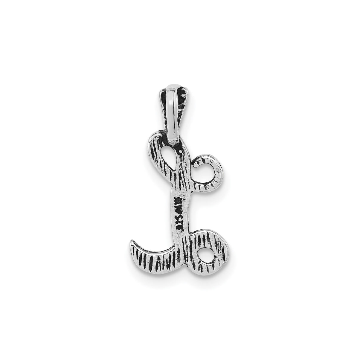 Sterling Silver Letter L Pendant, Textured Cursive Initial Charm for Women