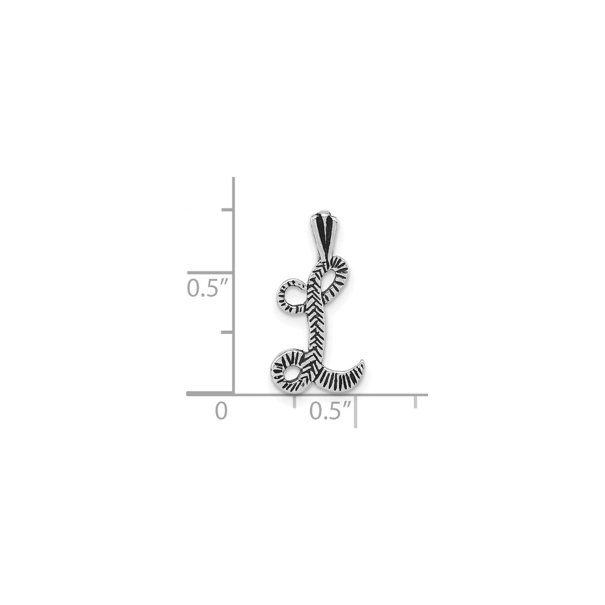Sterling Silver Letter L Pendant, Textured Cursive Initial Charm for Women