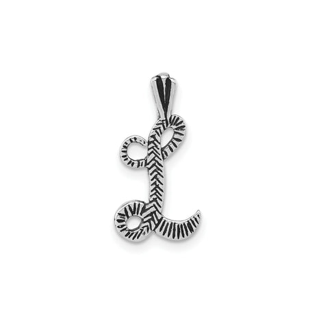 Sterling Silver Letter L Pendant, Textured Cursive Initial Charm for Women