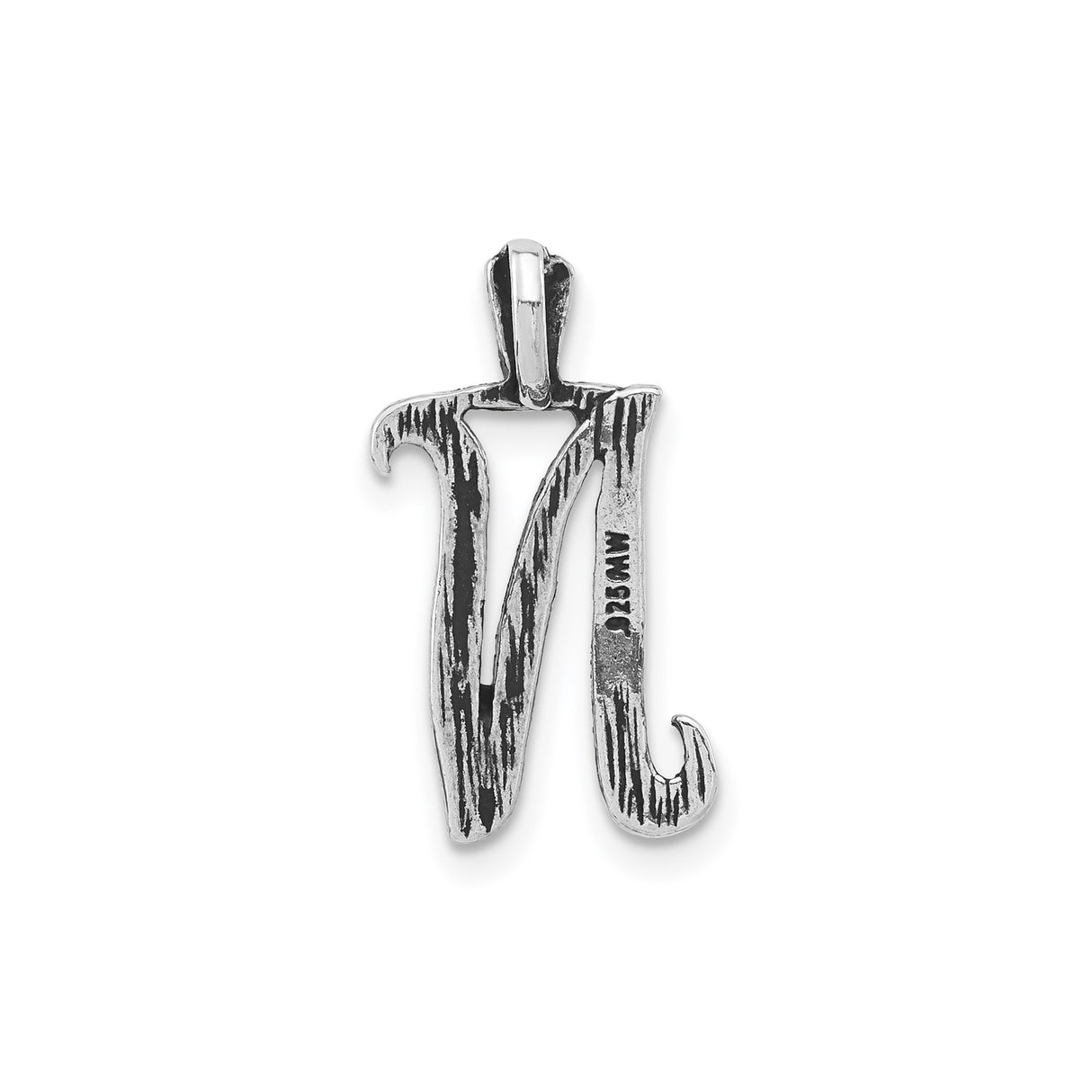 Sterling Silver Hebrew Letter Nun Pendant, Textured Tribal Design, Judaica Charm for Men and Women