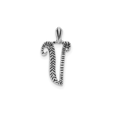 Sterling Silver Pendant with Ram Horn Texture Inspired by Hebrew Shin Symbol, Judaica Jewelry