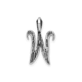 Sterling Silver Letter W Pendant with Zebra Stripe Design, Unisex Initial Charm