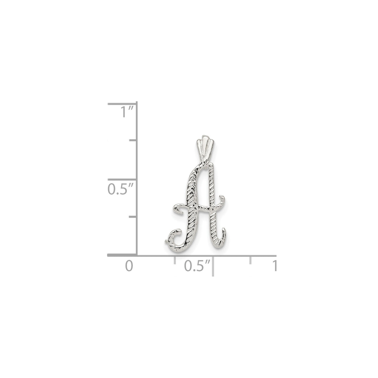 Sterling Silver Initial Pendant with Script Letter A, Textured Alphabet Charm