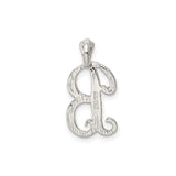 Sterling Silver Initial Pendant, Letter B Charm with Textured Script Design