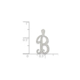 Sterling Silver Initial Pendant, Letter B Charm with Textured Script Design