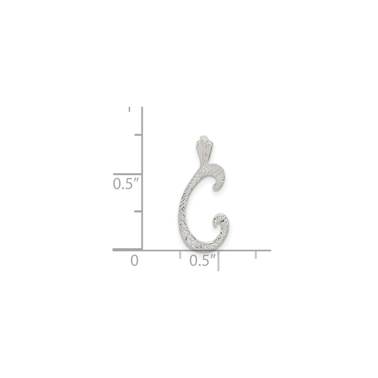 Sterling Silver Initial C Pendant, Script Letter Charm, Personalized Monogram Jewelry for Women