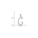 Sterling Silver Initial C Pendant, Script Letter Charm, Personalized Monogram Jewelry for Women