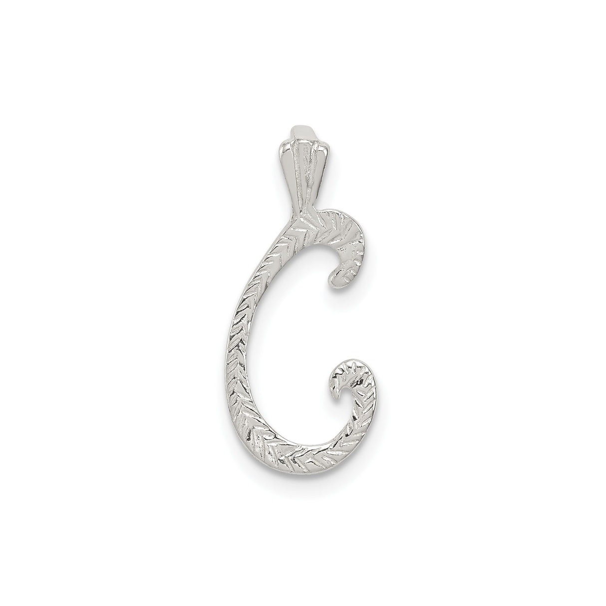 Sterling Silver Initial C Pendant, Script Letter Charm, Personalized Monogram Jewelry for Women