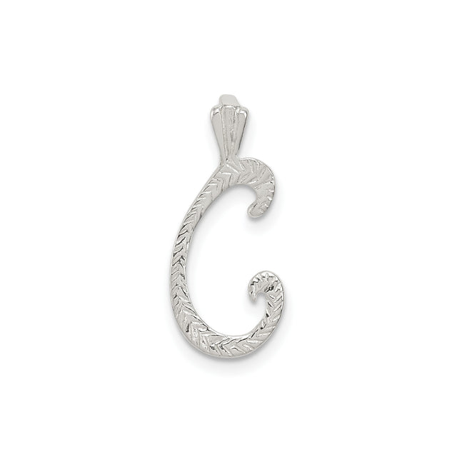 Sterling Silver Initial C Pendant, Script Letter Charm, Personalized Monogram Jewelry for Women