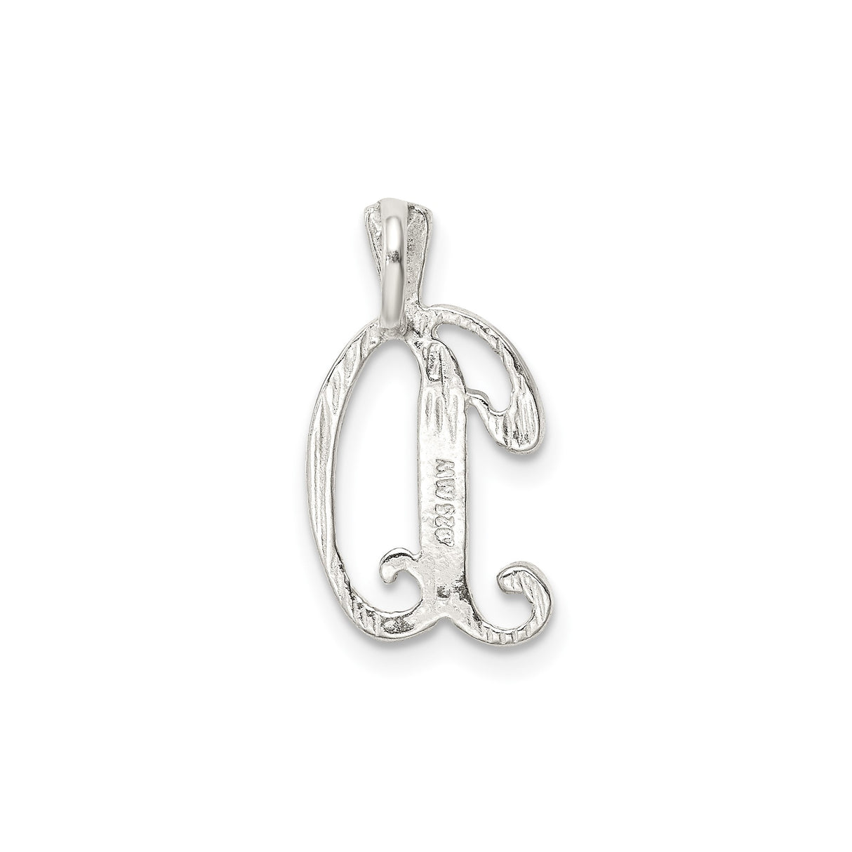 Sterling Silver Initial D Pendant Charm with Textured Scroll Design