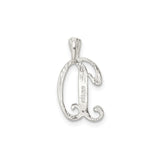 Sterling Silver Initial D Pendant Charm with Textured Scroll Design