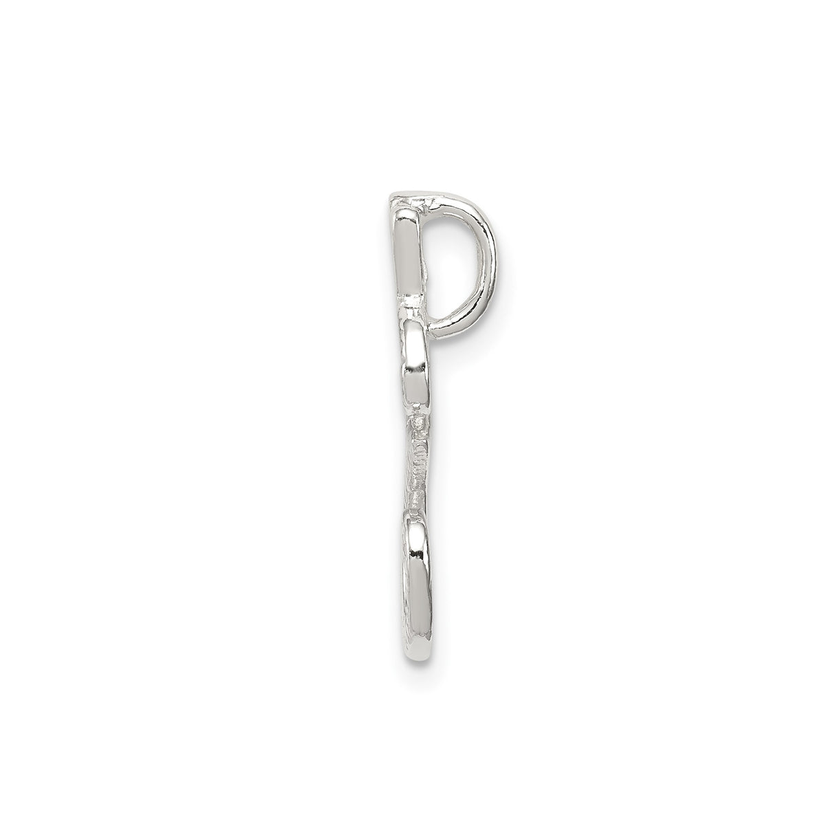 Sterling Silver Initial E Pendant with Hammered Finish, Textured Letter Charm for Women