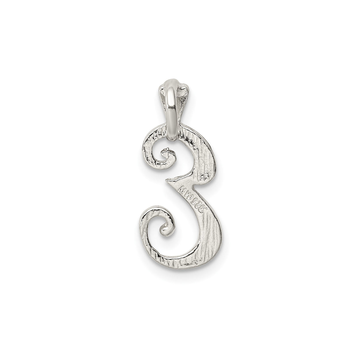 Sterling Silver Initial E Pendant with Hammered Finish, Textured Letter Charm for Women