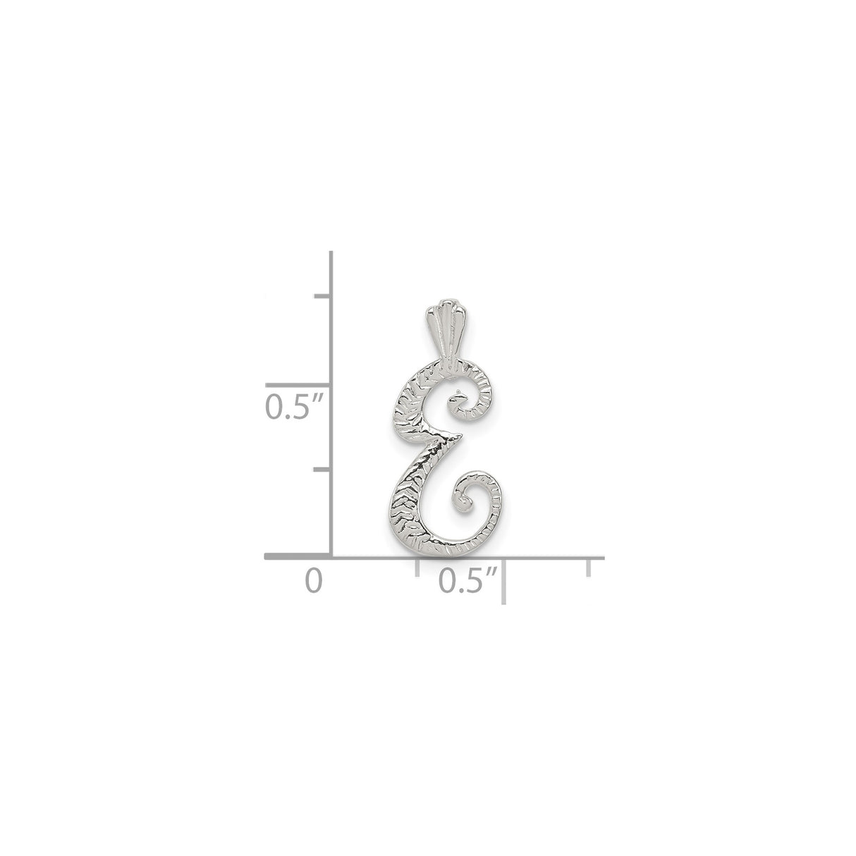 Sterling Silver Initial E Pendant with Hammered Finish, Textured Letter Charm for Women