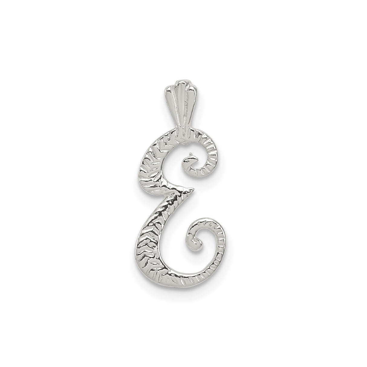 Sterling Silver Initial E Pendant with Hammered Finish, Textured Letter Charm for Women
