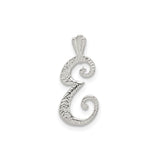 Sterling Silver Initial E Pendant with Hammered Finish, Textured Letter Charm for Women