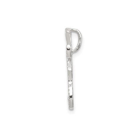 Sterling Silver Script Letter F Pendant with Textured Detailing, Alphabet Charm for Women