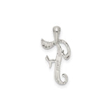 Sterling Silver Script Letter F Pendant with Textured Detailing, Alphabet Charm for Women
