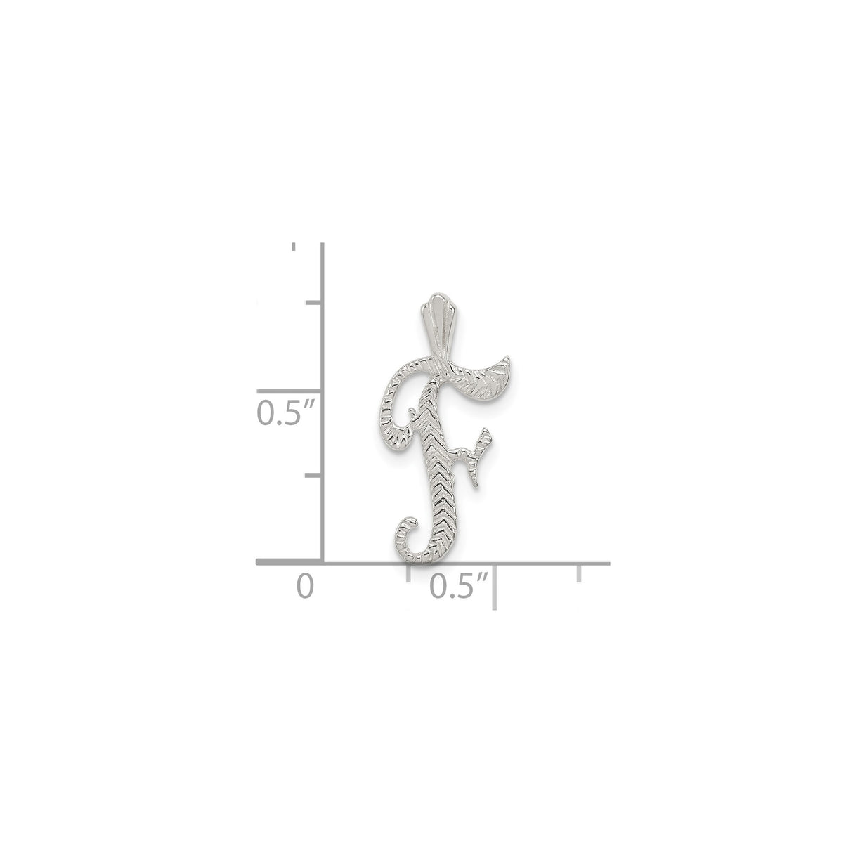 Sterling Silver Script Letter F Pendant with Textured Detailing, Alphabet Charm for Women