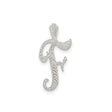 Sterling Silver Script Letter F Pendant with Textured Detailing, Alphabet Charm for Women