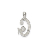 Sterling Silver Letter G Pendant, Textured Initial Charm with Polished Finish, Minimalist Monogram Jewelry