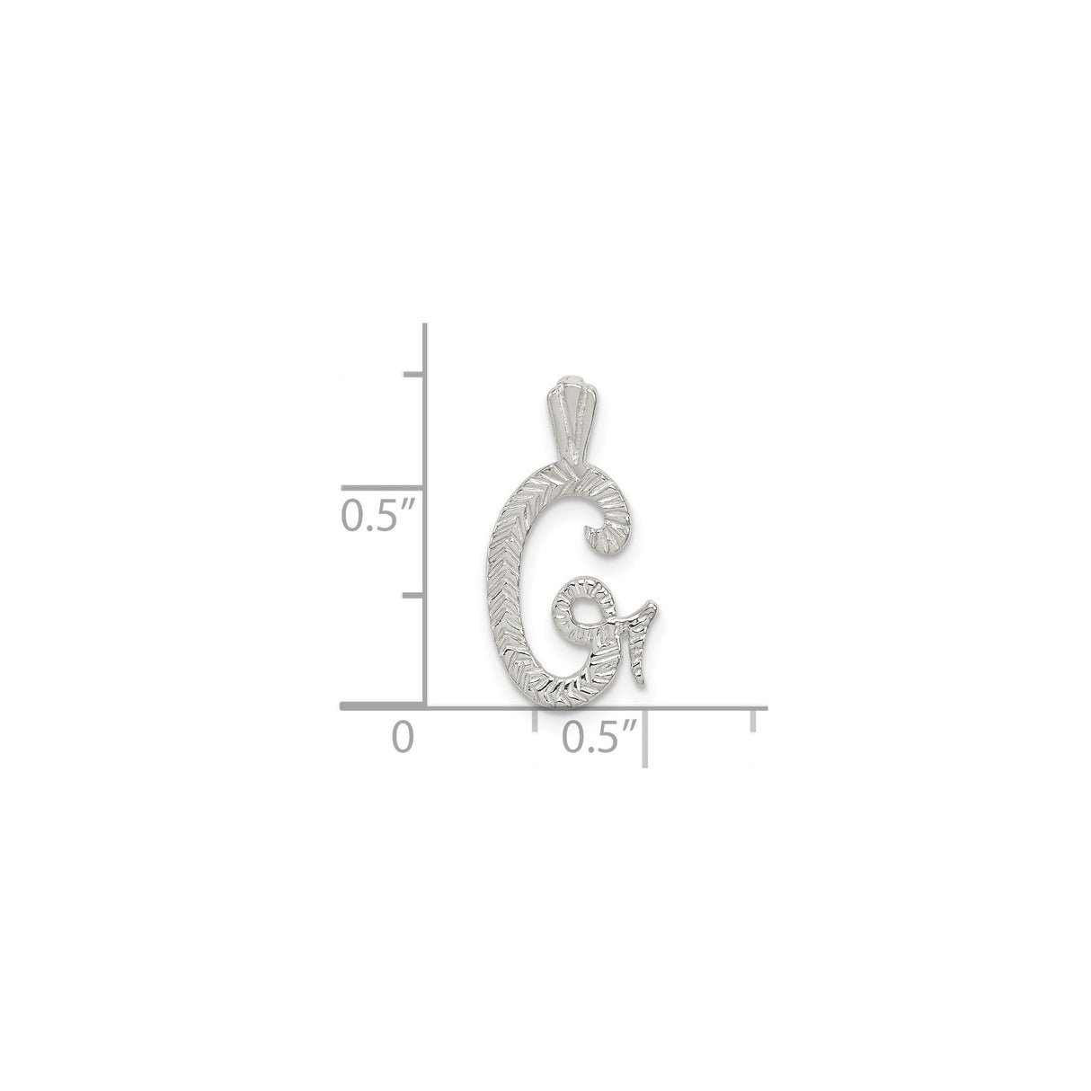 Sterling Silver Letter G Pendant, Textured Initial Charm with Polished Finish, Minimalist Monogram Jewelry