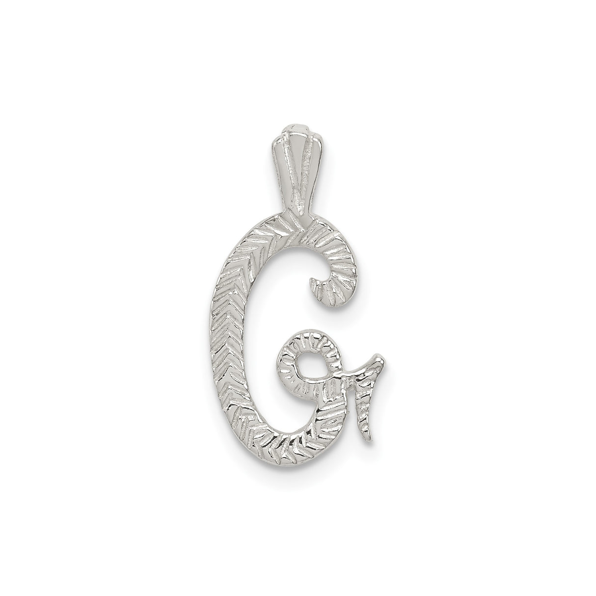 Sterling Silver Letter G Pendant, Textured Initial Charm with Polished Finish, Minimalist Monogram Jewelry