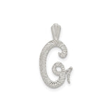 Sterling Silver Letter G Pendant, Textured Initial Charm with Polished Finish, Minimalist Monogram Jewelry