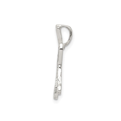 Sterling Silver Initial H Pendant with Textured Chevron Pattern, Minimalist Letter Charm Design
