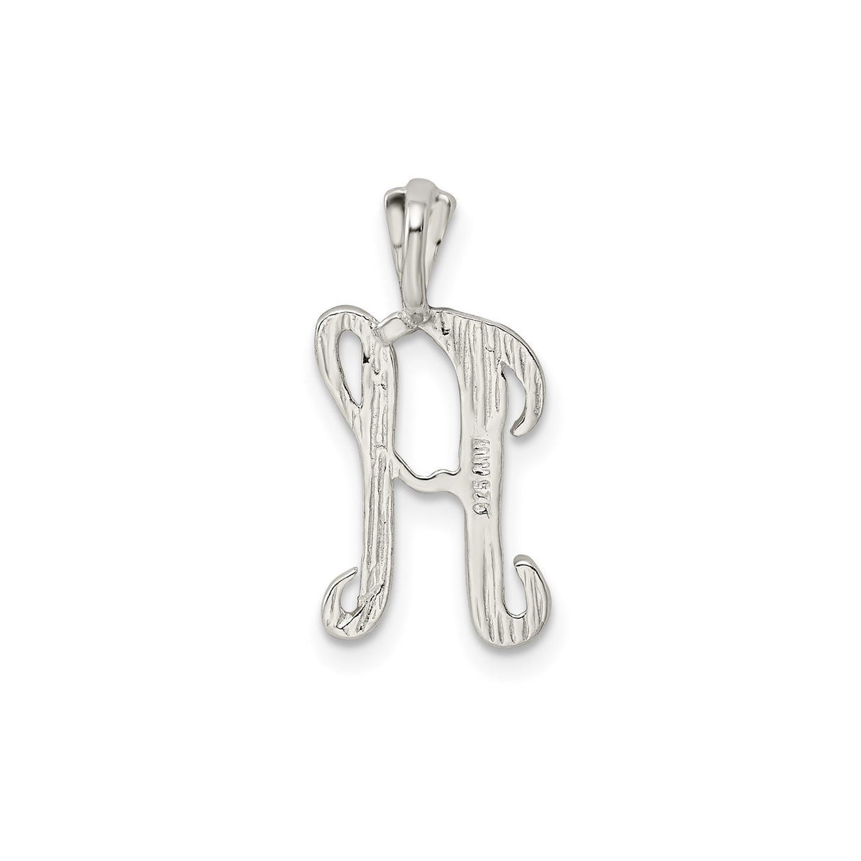 Sterling Silver Initial H Pendant with Textured Chevron Pattern, Minimalist Letter Charm Design