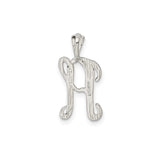 Sterling Silver Initial H Pendant with Textured Chevron Pattern, Minimalist Letter Charm Design